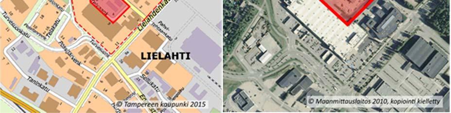 1 Alueen yleiskuvaus Suunnittelualue Alue sijaitsee noin kuusi kilometriä luoteeseen Tampereen kaupungin keskustasta, Lielahden liikekeskuksen tuntumassa, Lielahden kaupunginosassa osoitteessa