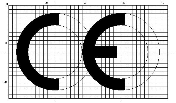 11 2.3 CE kirjaintunnus Kuvio 1. CE-merkintä logo. /8/ CE-merkintä on yllä olevan muotoinen. Jos sen kokoa muutetaan, on mittasuhteiden pysyttävä samana.