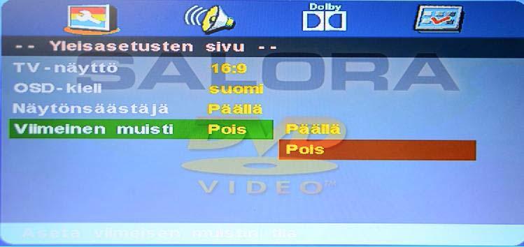 DVD-käyttö DVD-käyttö Ääniasetukset Kaiutinasetukset Painamalla Ääniasetusten sivulla painiketta