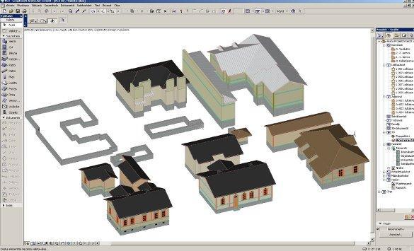 31 Kuva 14: Arcicad-sovelluksen 3D-näkymä VirtuaaliViipurin (ilmeisen keskeneräisestä) korttelista PL3 Vaihtoehtoja mallien saattamiseksi Cinema 4D:hen olivat.c4d,.