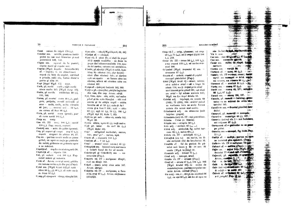 70 PERICLK N PAPAUAUI 204 Couă nume de căţea 170 (, a Condur sm. acvilă, paserea închipuită ca cea mai frumosă şi maî puternică 148, 140. Copan sm. ogorul de la paseri, copan mari şi copan mic.