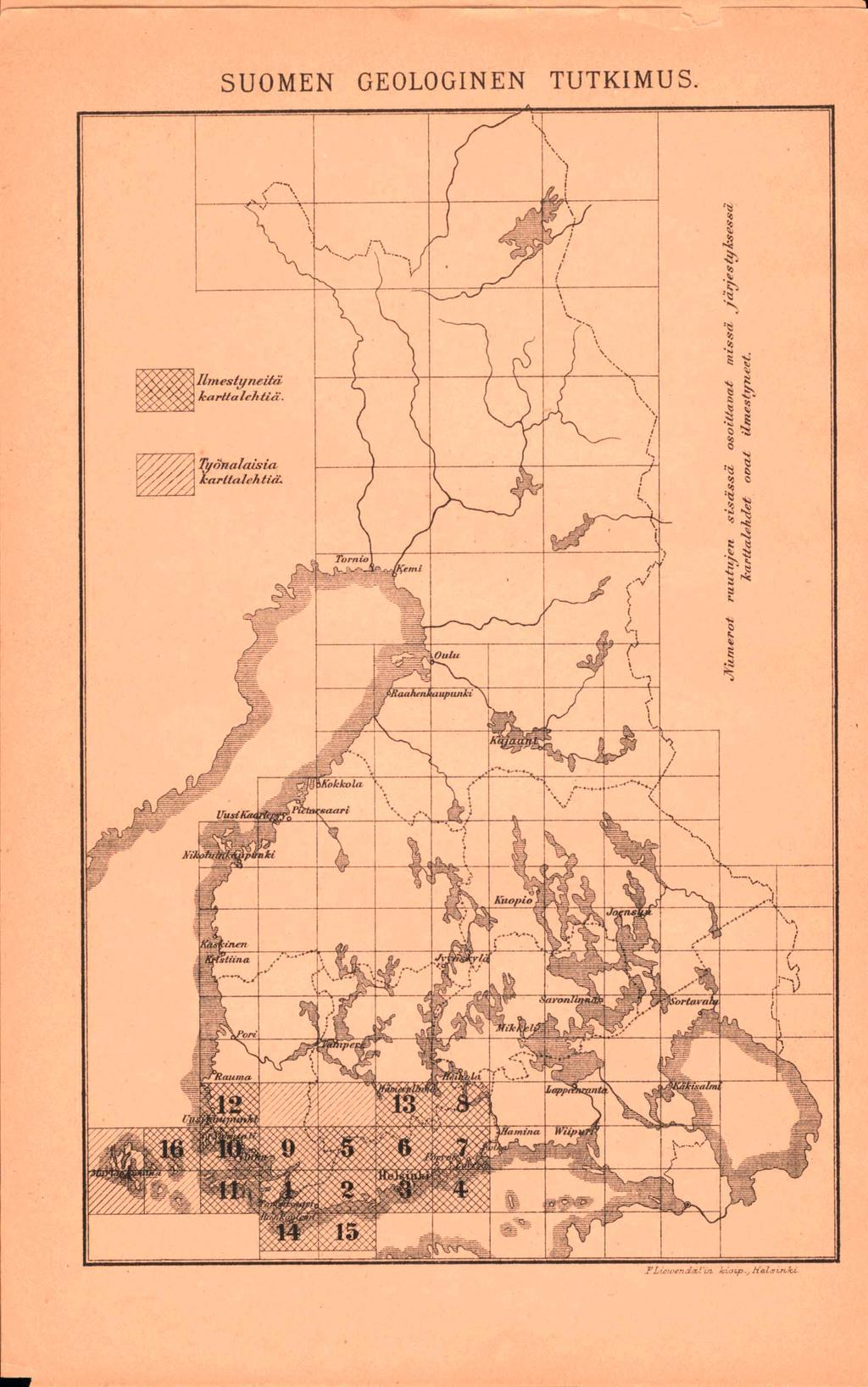 -V. " SUOMEN GEOLOGINEN TUTKIMUS. Ilmestyneitä kartta leh tiä.