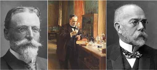 A B C KUVA. Vuoden 15 merkittäviä tapahtumia olivat Aikakauskirja Duodecimin perustaminen, Escherichia coli- ja kolerabakteerien löytäminen ja Louis Pasteurin rokotekokeilut. A. Ensimmäisen suolistobasillin, nykyään E.