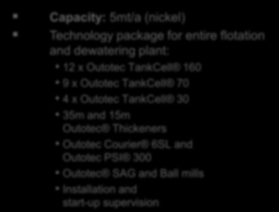 Outotec TankCell 70 4 x Outotec TankCell 30 35m and 15m Outotec Thickeners Outotec