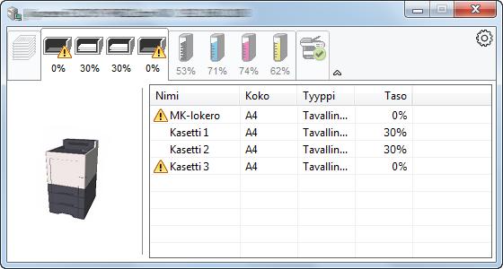 Tulostaminen tietokoneelta > Status Monitor Tulostuksen edistyminen -välilehti Tulostustöiden tila näytetään.