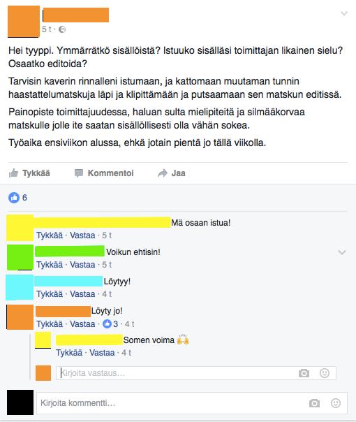 Esimerkki Facebookista