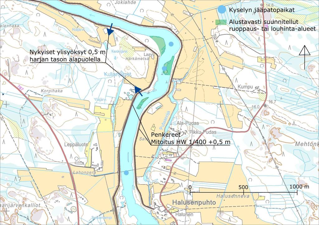 FCG SUUNNITTELU JA TEKNIIKKA OY Raportti 17 (40) Rookinmutkaan suunnitellaan ruoppaus- ja louhintatoimenpiteitä alla olevassa kuvassa (Kuva 15) esitetyille alueille.