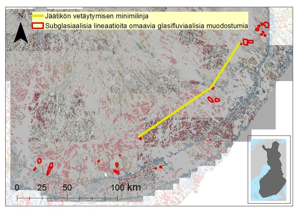 etäisyydellä, 6 kappaletta 30 39 km etäisyydellä sekä 4 kappaletta 40 53 km etäisyydellä Ensimmäisestä Salpausselästä.