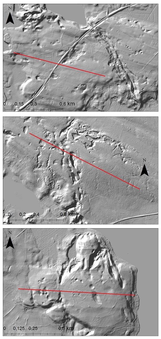 Kuva 13. Lineaatioita glasifluviialisten reunamuodostunien pinnalla tutkimusalueen itäosassa.