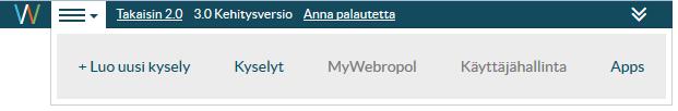 Kuva 3 Kuva pienennetystä päävalikosta. Nyt sinulla on lisätilaa työskennellä. Vaikka valikko olisi pienennetyssä tilassa, pääset silti kuvan 4 kohdasta käsiksi menuvalikkoon.