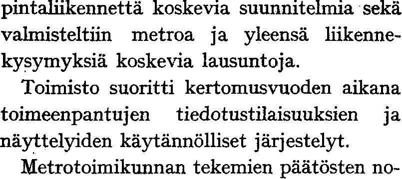 pl:n loppupalkka, metrotoimiston johtajan