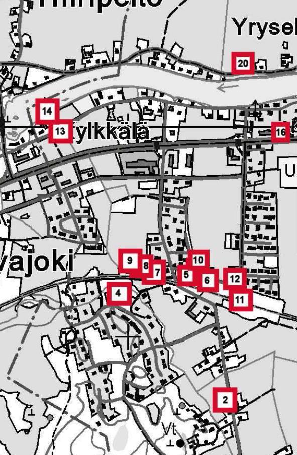 CG SUUNNITTELU JA TEKNIIKKA OY Selostus, valmisteluvaihe 11 (42) 19. Mäki-Antila, Antila, tila 20. Kaappola, tila 21. Palo, tila 22. Jolkka, tila 23. Martola, asuinrakennus 24.