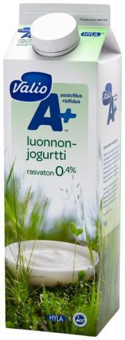 Pastöroitu maito, hapate ja D-vitamiini Valio A+ luonnonjogurtti