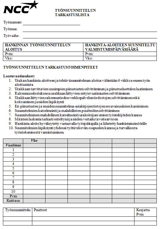 Liite 5 Työnsuunnittelun ja työn aikana