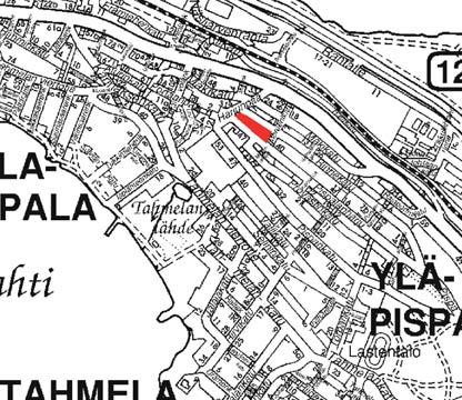 KOEALUE 1 KAAVAALUE 8256 KORTTELI 1025 PISPALANHARJU KARTTA VE 1 Koealueen sijainti Pispalassa.