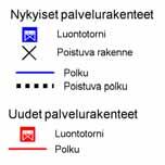 palveluvarustus ja reitit.