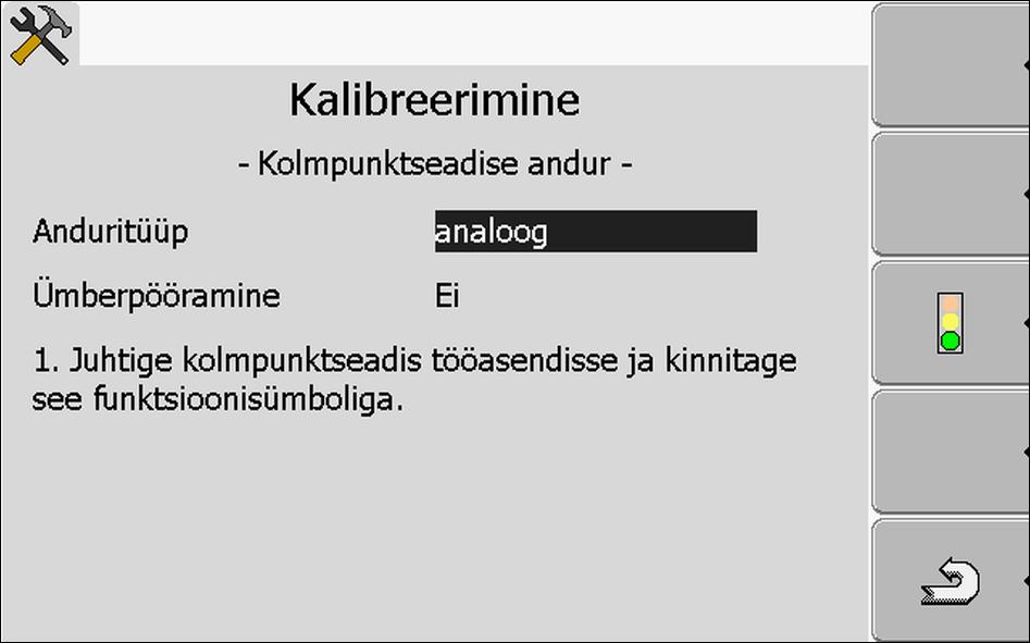 Kui olete valinud digitaalse anduri või ME-anduri Y: Naaske sõidukiprofiili VÕI kui olete valinud analooganduri, tõstke kolmpunktseadis kõrgusele, kust algab tööasend. 8. Vajutage kinnitamiseks. 9.