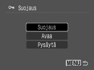 3 Valitse suojattava kuva, päiväys, ryhmä tai kansio ja paina. [Valitse] Valitse kuva - tai -painikkeella ja paina FUNC./SET-painiketta. - FUNC./SET-painikkeen painaminen uudestaan peruuttaa valinnan.