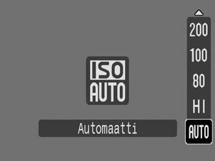 ISO-herkkyyden säätäminen Voit käyttää suurempaa suljinnopeutta suurentamalla ISOherkkyyttä, kun haluat vähentää kameran tärinän vaikutusta tai poistaa salaman käytöstä kuvatessasi hämärässä.