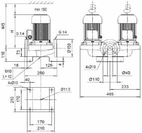 T-A/ Hz Motor -V(-V) OP- N OKN-L D N P N [kw] I N [A] [kg] H [mm], (,), (,), (,), (,) 9 Hz r/min DN One unit running Hz r/min DN Two units running m/s m/s