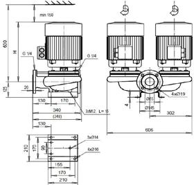 T-B/ Hz Motor -V(-V) KH- C F9 KH- D F9 KH- C F9 KH- E F9 KH- C F9 KH- E F9 P N [kw] I N [A] [kg] H [mm], (,),9 (,), (,), (,) (,), (,) (,),9 (,), (,), (,), (9), (,) 9 Hz r/min DN One unit running Hz