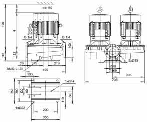 T-S/ Hz Motor -V(-V) KH- D F9 KH- C F9 KH- E F9 KH- C F9 KH- E F9 KH- G F9 P N [kw] I N [A] [kg] H [mm], (,), (,), (,), (,) (,), (,) 9 (,), (,), (,), (,), (9), (,) Hz r/min DN