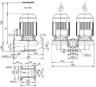 AT-9/ Hz Motor V KZ- H F KZ- J F P N [kw] I N [A] [kg] H [mm], 9, Hz r/min DN One unit running Hz r/min DN Two units running NPS m/s