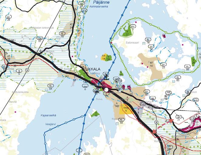 Kuva 2.12 Ote Päijät-Hämeen maakuntakaavasta 2.3.1.2 Yleiskaava Kunnanvaltuusto on hyväksynyt Vääksyn osayleiskaavan 24.11.1992. Osayleiskaava on oikeusvaikutukseton. 2.3.1.3 Voimassa olevat asemakaavat Kaava-alueella on voimassa noin 60 asemakaavaa.