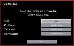 Korosta näkyvät rivit tai -näppäimellä. Voit syöttää taajuuden manuaalisesti numeronäppäimillä kauko-ohjaimessa. Aseta aloitus- ja lopetustaajuus numeropainikkeita käyttämällä kauko-ohjaimessa.