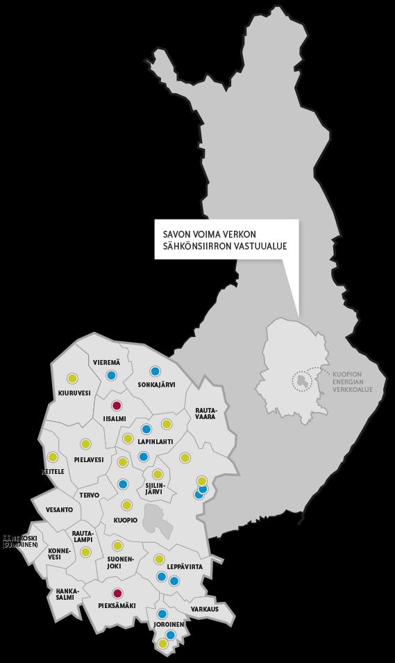 Savon Voima Oyj, toiminta-alue Sähkön ja energiaan liittyvien salkunhallintapalveluiden myynti koko Suomeen.