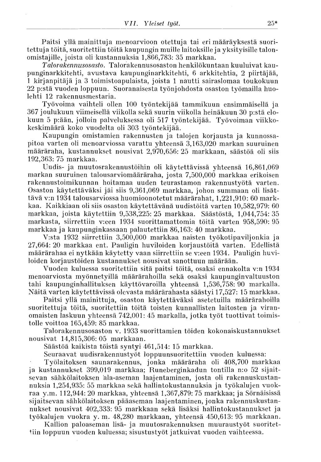 VII. Yleiset työt.