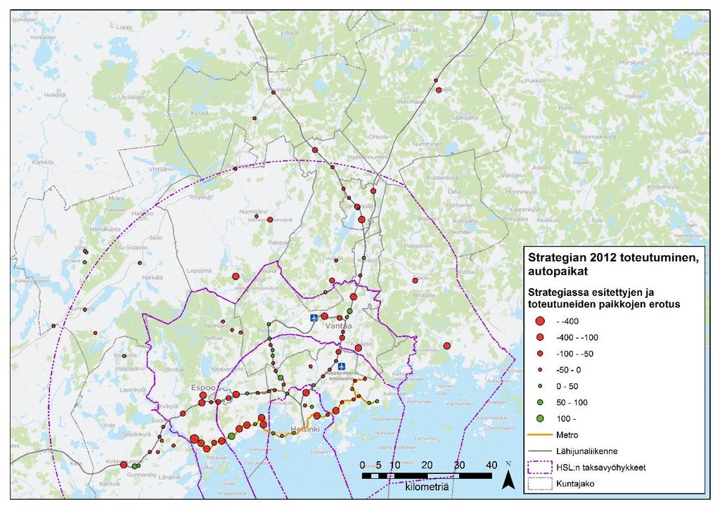 20 2.4 Vuoden 2012 liityntäpysäköintistrategia ja sen toteutuminen Vuonna 2012 laaditussa Helsingin seudun liityntäpysäköintistrategiassa on määritelty paikkamäärätavoite vuodelle 2020.