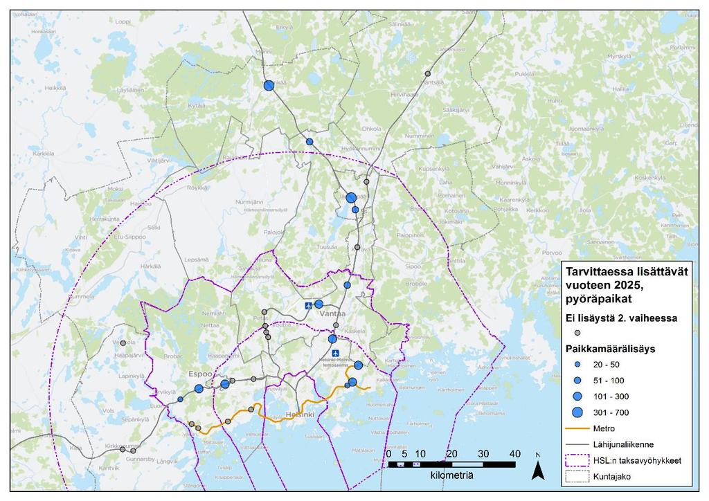 51 vuoden 2025 paikkamäärää vuonna 2012 laaditussa liityntäpysäköintistrategiassa esitettyyn vuoden 2020 tavoitepaikkamäärään.