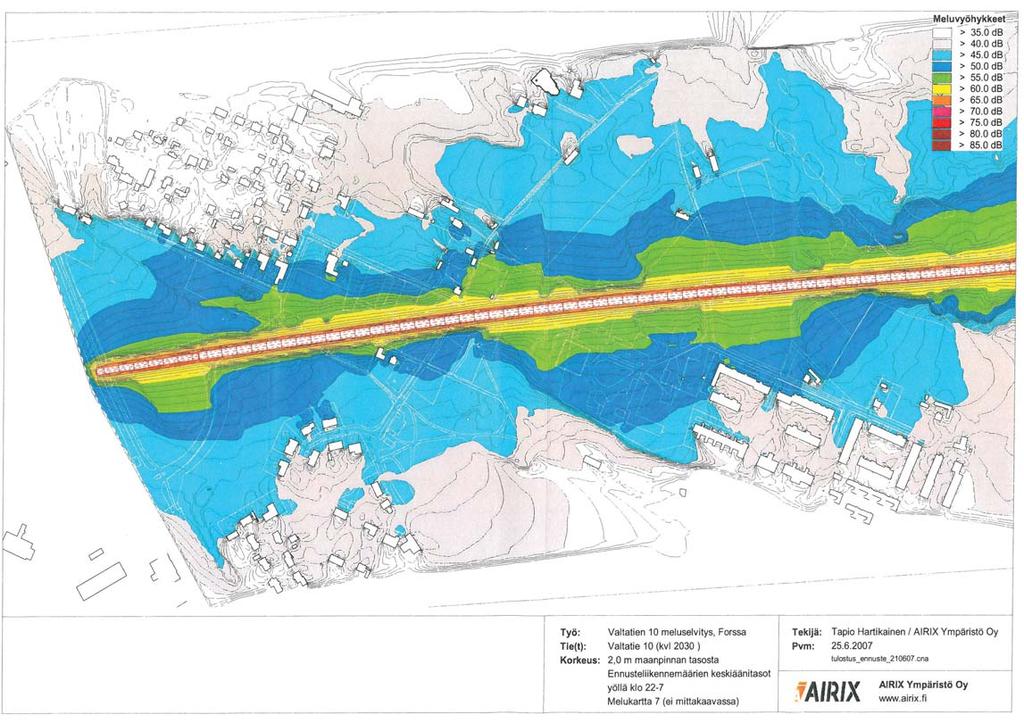 Aiempi meluselvitys Valtatie 10 AIRIX Ympäristö Oy on laatinut Valtatielle 10 meluselvityksen vuonna 2007.