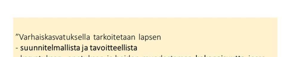 7 1. Varhaiskasvatussuunnitelman perusteet ja paikalliset varhaiskasvatussuunnitelmat Varhaiskasvatussuunnitelman perusteet on varhaiskasvatuslain 1 perusteella Opetushallituksen antama