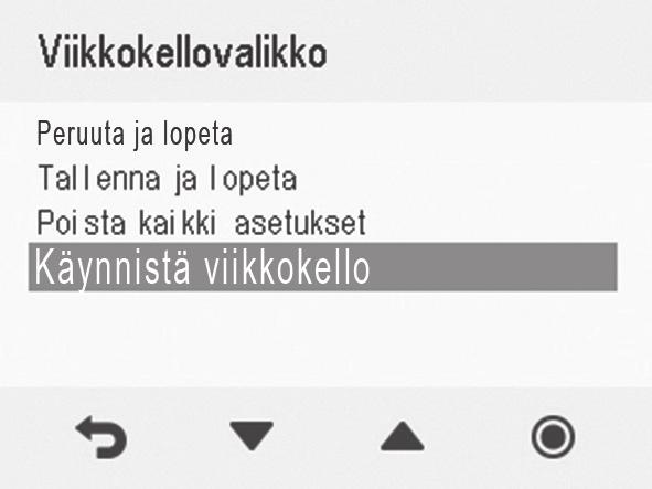 ILMALÄMMITYSKONEEN OHJAAMINEN Päivämäärän asettaminen 1. Valitse Asetukset > Aika ja päivämäärä. 3. Valitse Nuoli oikealle, kunnes näyttö 4/4 avautuu: 4. Aseta päivä Plus- tai Miinus-painikkeilla. 5.