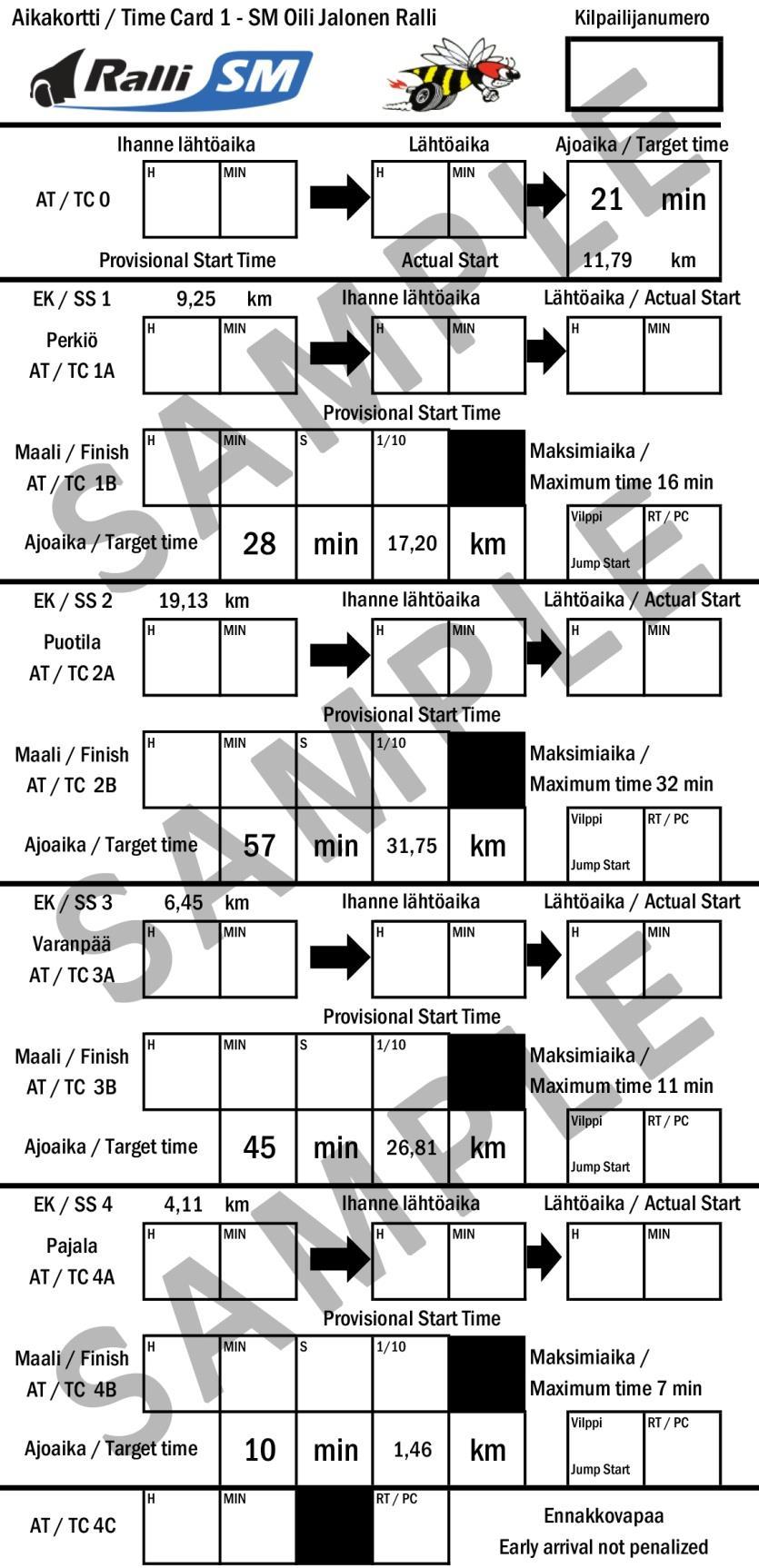 Aikakorttimalli Kooltaan aikakortti on 1/3 A4-paperista. HUOM!