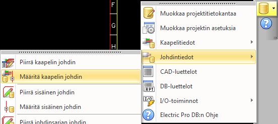 19 KUVA 13. Kaapelien johtimien merkintä Kuvan 13 Määritä kaapelin johdin kohtaa painamalla aukeaa kuvan 14 mukainen ikkuna.