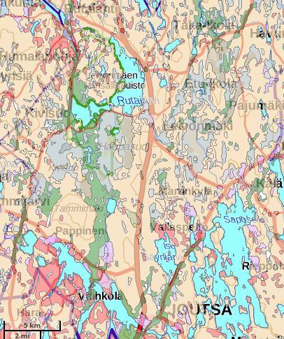 28.6.2017 5 (16) Kuva 3. Ote Joutsan ja Leivonmäen alueen maaperäkartasta, GTK. Selvitysalueen maaperä koostuu pääosin hiekkamoreenista (beige vyöhyke) ja savesta (harmahtava vyöhyke). 4.