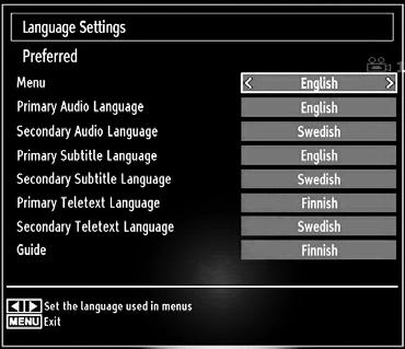 Language Settings Parental Control To prohibit viewing of certain programmes, channels and menus can be locked by using the parental control system.