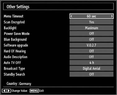 Select Sources in the Settings menu and press OK button. Press or buttons to select a source. Use or button to enable or disable the selected source. Changes are automatically stored.