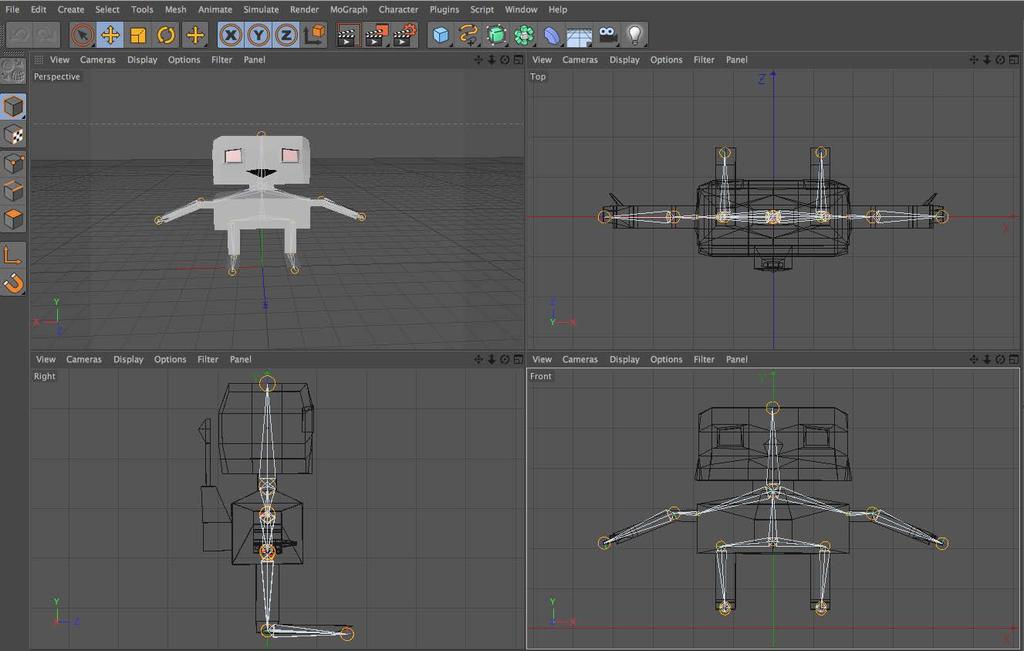 32 KUVA 11. Pelihahmon mallinnus Cinema 4D:ssä (Kuvakaappaus) 6.2.2 Valmiiden mallien käyttö Pelissä käytettiin myös Unityn Asset Storesta ladattuja ilmaisia 3D-malleja pelin maailmaan luomaan tunnelmaa.