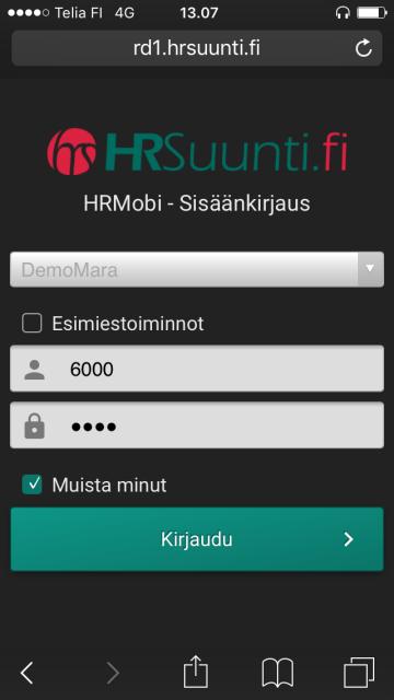 lukkiutuu työntekijän HRMobiin pääsy. Esimies saa vapautettua lukituksen HRSuunnin Työntekijätiedoista.