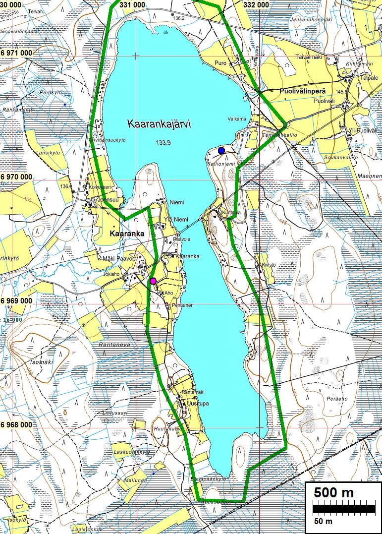 4 Yleiskartta Sininen pallo = Tervahauta (muinaisjäännös)