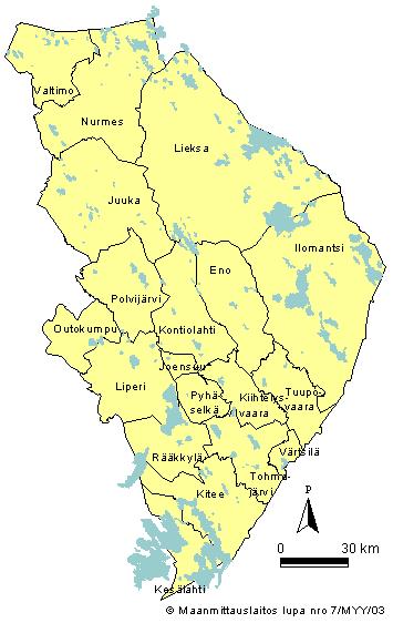 Pohjois-Karjalan NATURA-2000 kohteet: Kokonais pinta-ala (ha) 115 999 Omistussuhteet maata 69 346 yksityinen 57 698 vettä 46 653 valtio 58 298 Natura 2000 alueita on Pohjois-