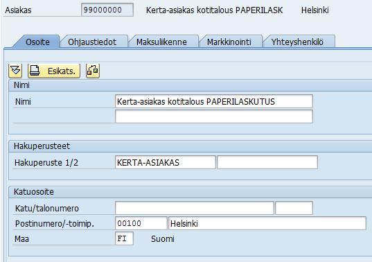 Kerta-asiakas Kerta-asiakas Kaikilla kirjanpitoyksiköillä käytössä samat kerta-asiakasnumerot Laajennetaan automaattisesti