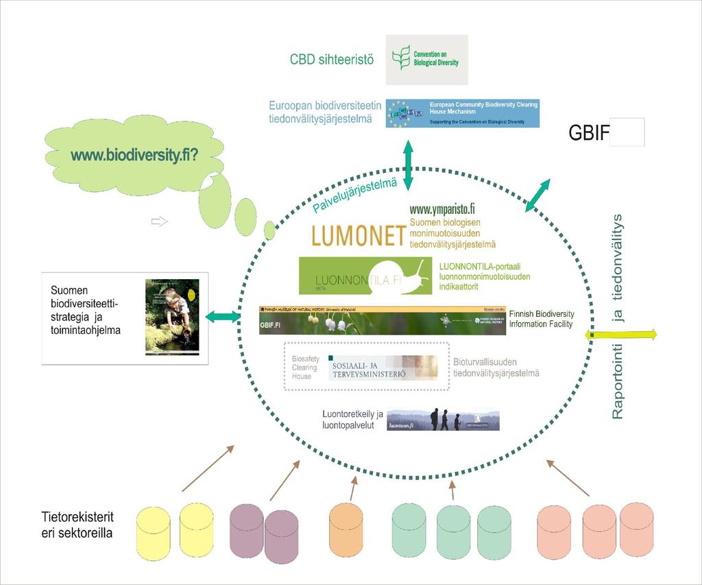 SETI loppuraportti Kuva 2. Ehdotettu biodiversiteettitiedonvälityksen hallinta ja palvelujärjestelmä.