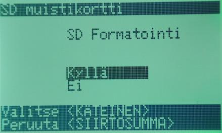 Alusta SD kortti ennen käyttöönottoa (huom!