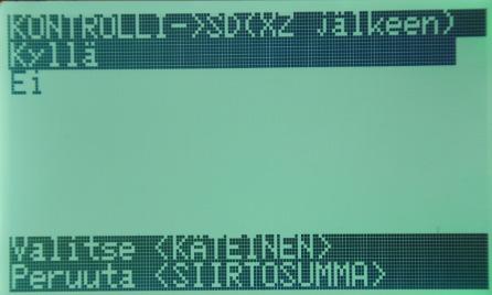 Paina SIIRTO ja käännä avain takaisin REG Kontrollimuistin