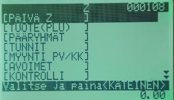 RAPORTIT Huomio! TARKASTA, ETTÄ KUITTI/KONTROLLINAUHAA ON RIITTÄVÄSTI!!! X - Raportit ovat luku raportteja, x raporttien tulostus EI nollaa myyntitietoja.